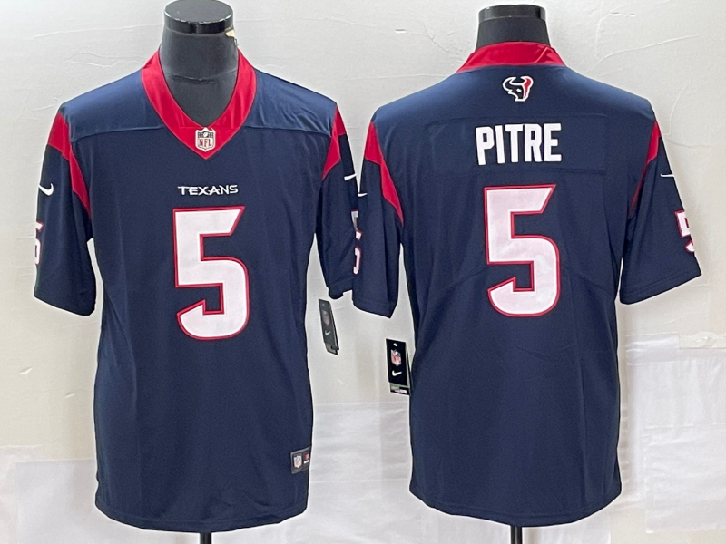 Men's Navy Houston Texans #5 Jalen Pitre Vapor Untouchable Limited Stitched Jersey